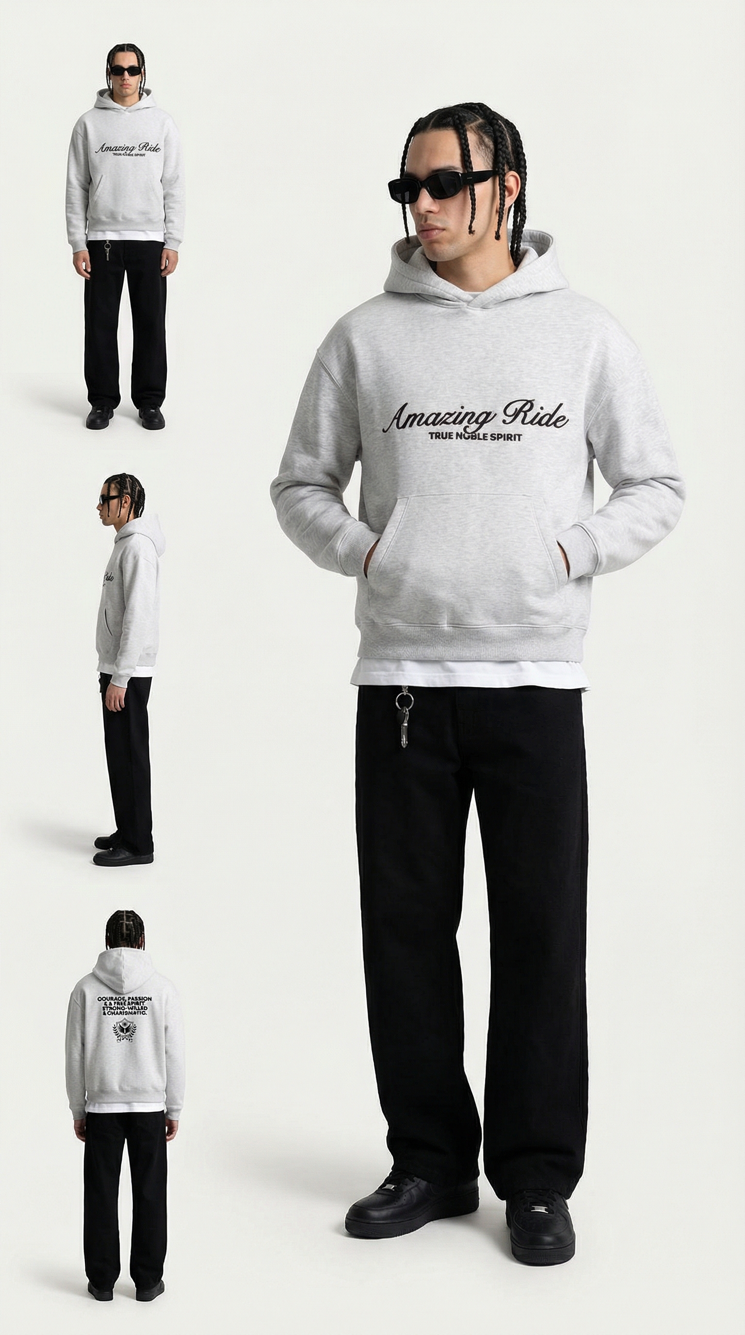Hoodie Editorial Studio Look — example 2 (fashion, AI generation on Cheeppy)