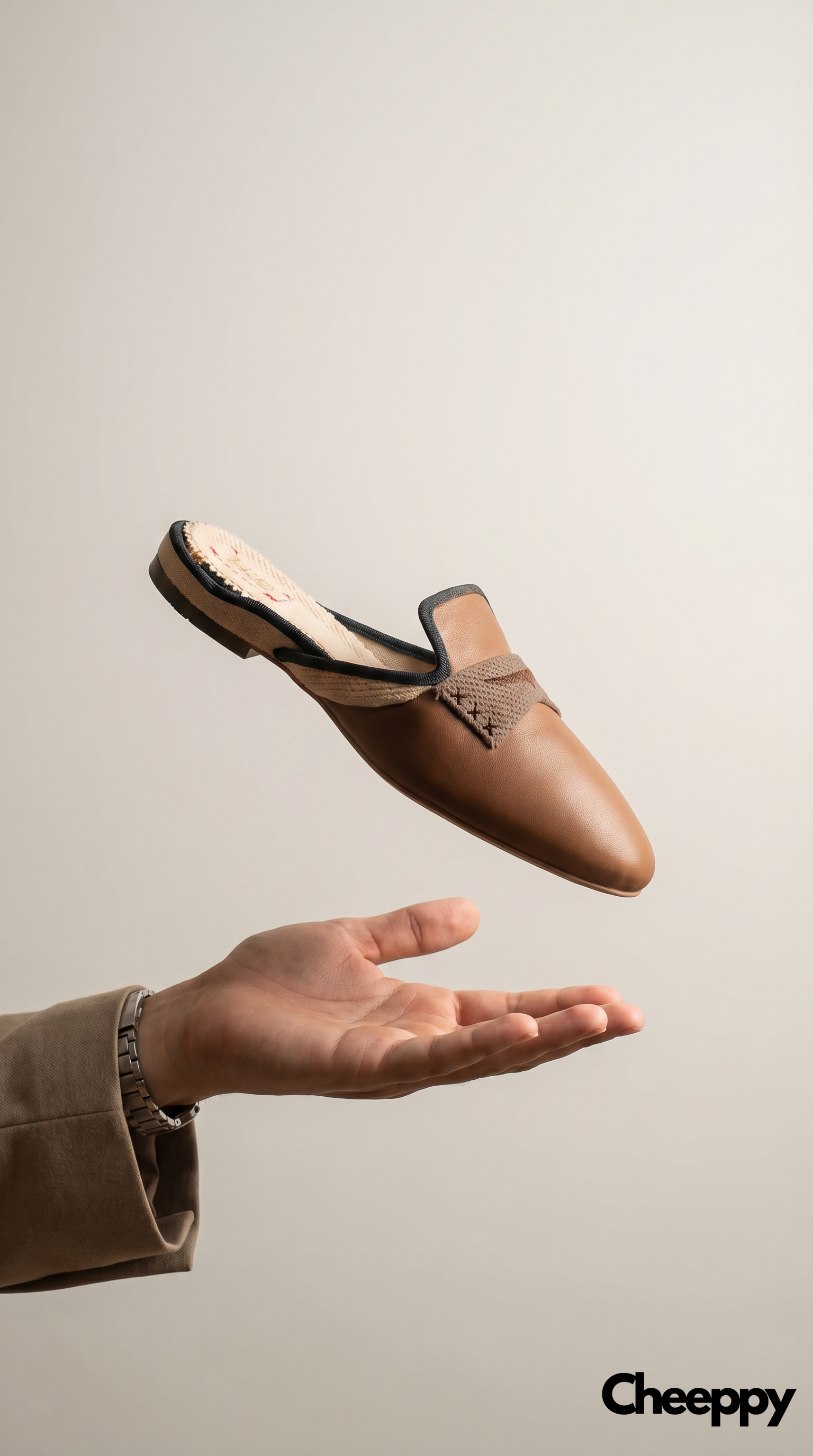 Floating Shoe Focus — example 2 (fashion, AI generation on Cheeppy)