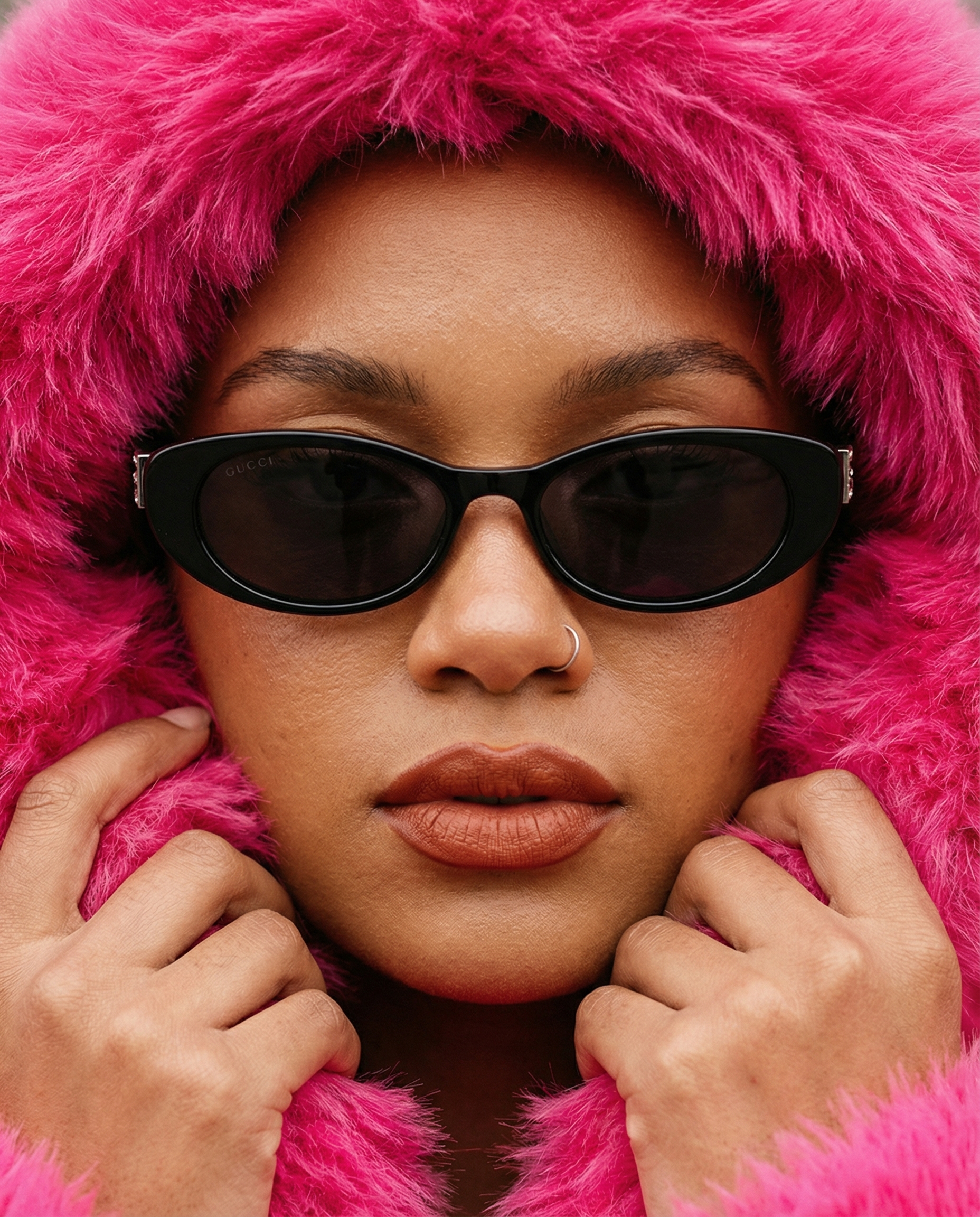Vibrant Fur Sunglasses Editorial — example 3 (fashion, AI generation on Cheeppy)