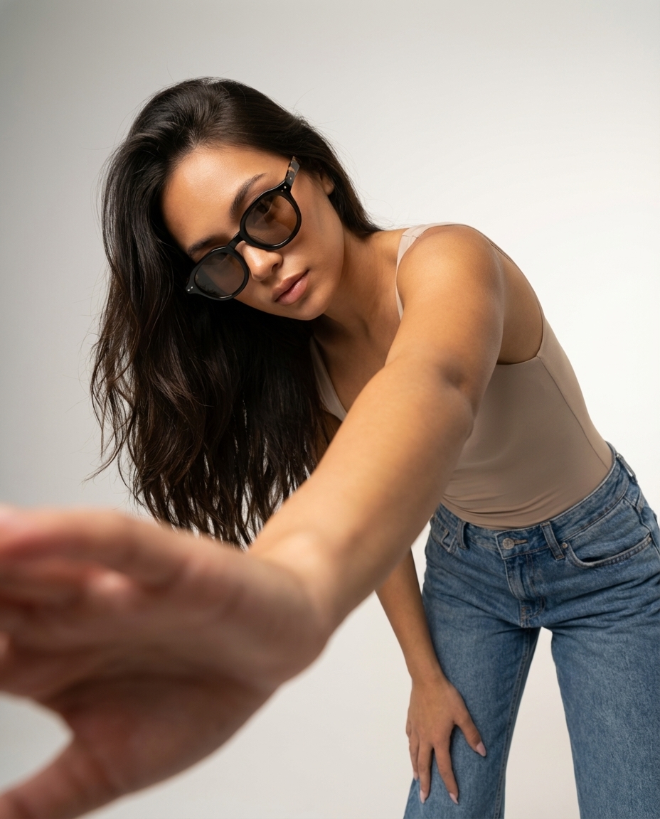 Bold studio sunglasses close-up — example 3 (fashion, AI generation on Cheeppy)