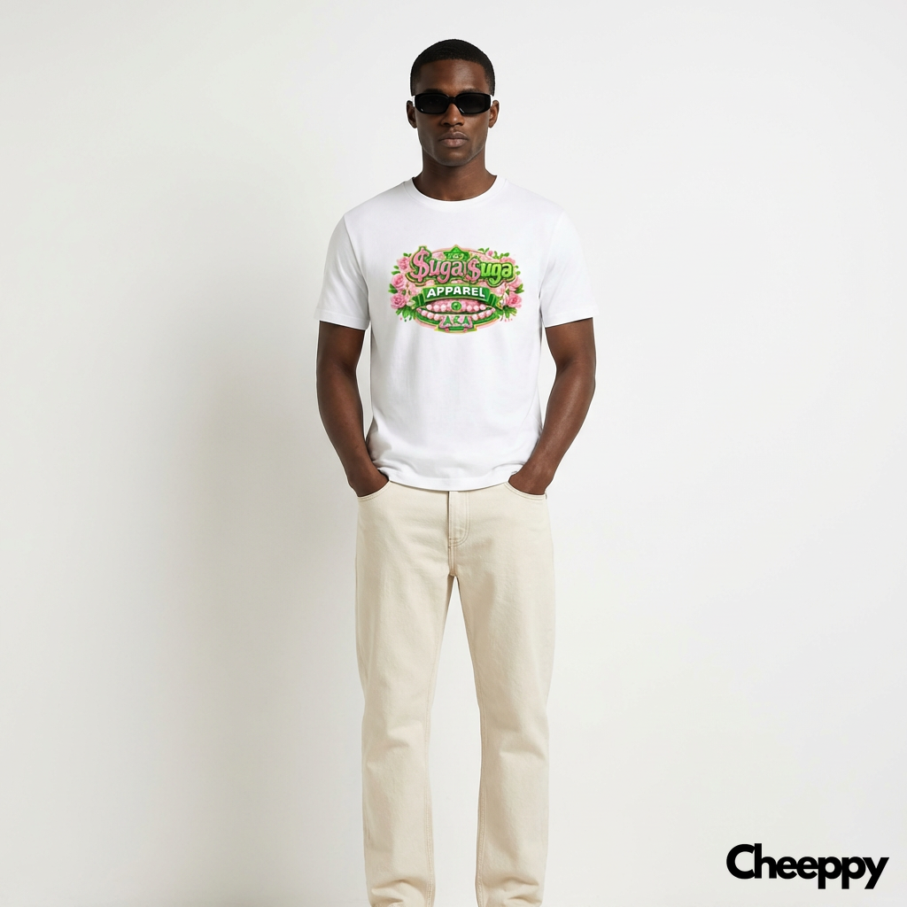 Clean Tee Portrait — example 3 (fashion, AI generation on Cheeppy)