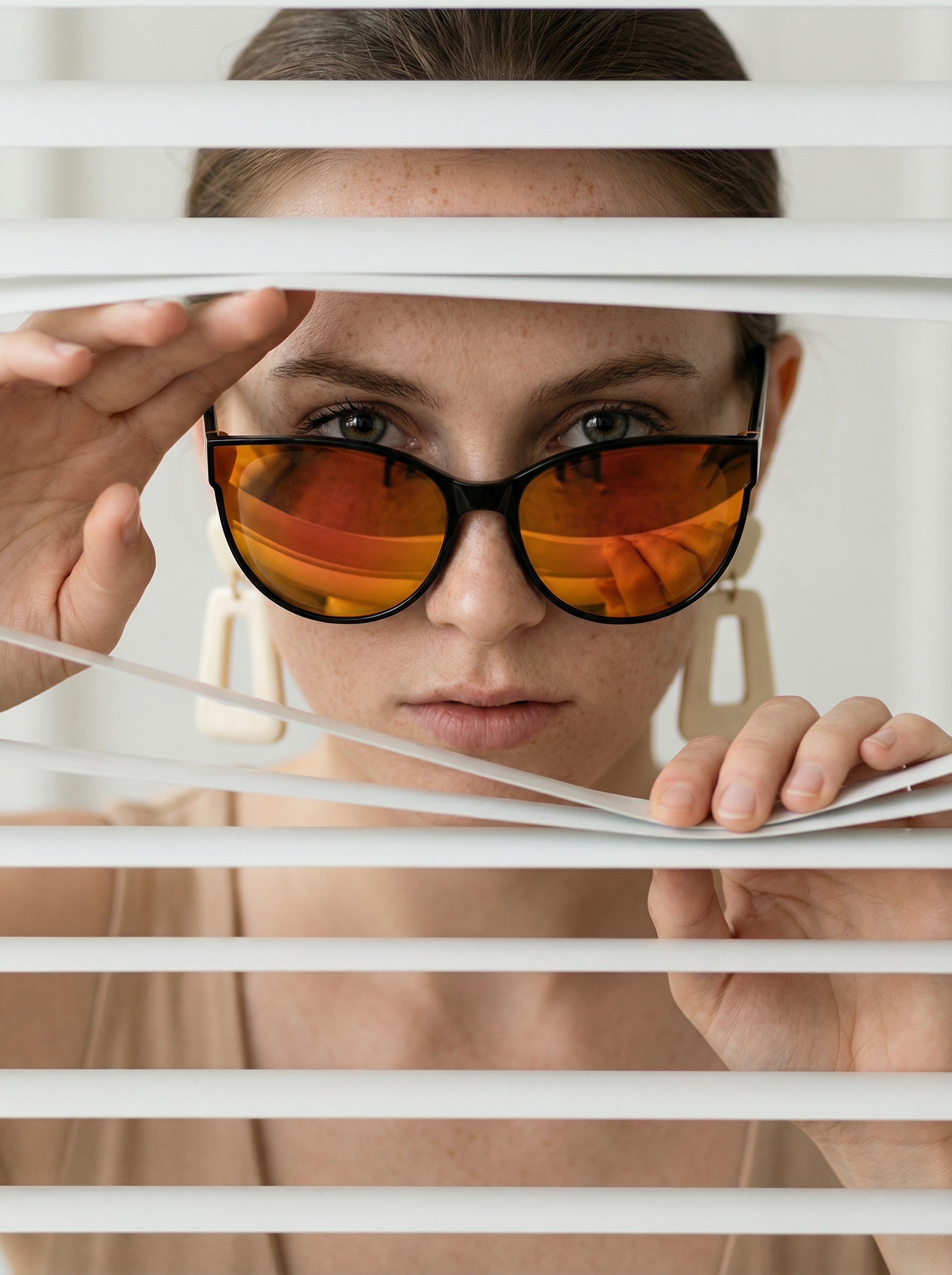 Blinds Portrait Sunglasses Close-Up — example 2 (fashion, AI generation on Cheeppy)