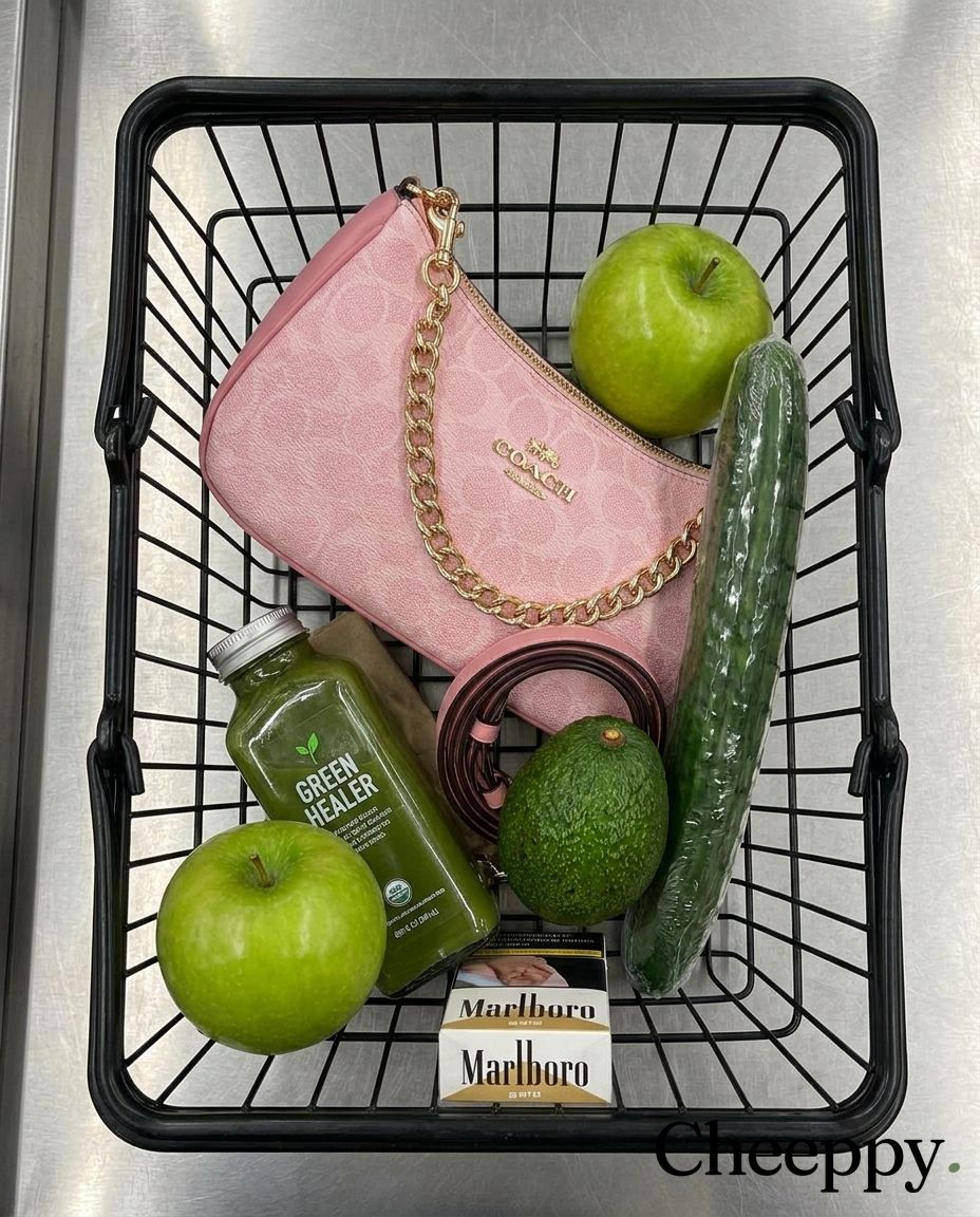 Bold lime statement in an unexpected grocery-run aesthetic — example 1 (fashion, AI generation on Cheeppy)