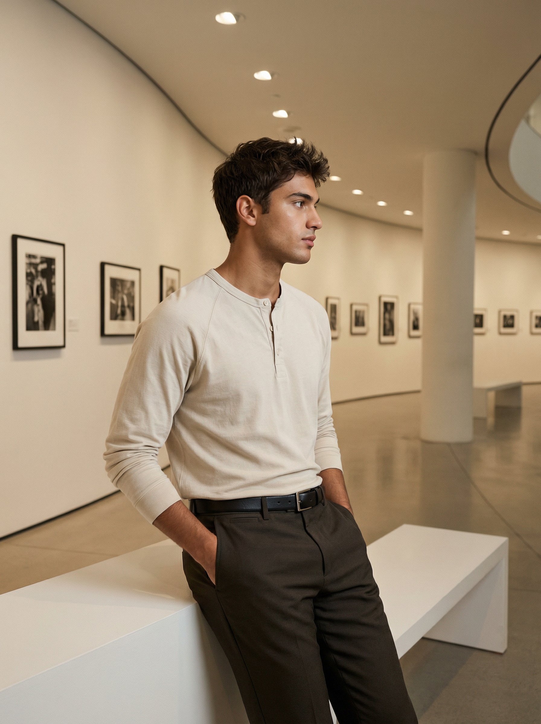 Modern gallery elegance for refined tops and tailored pants — example 3 (fashion, AI generation on Cheeppy)