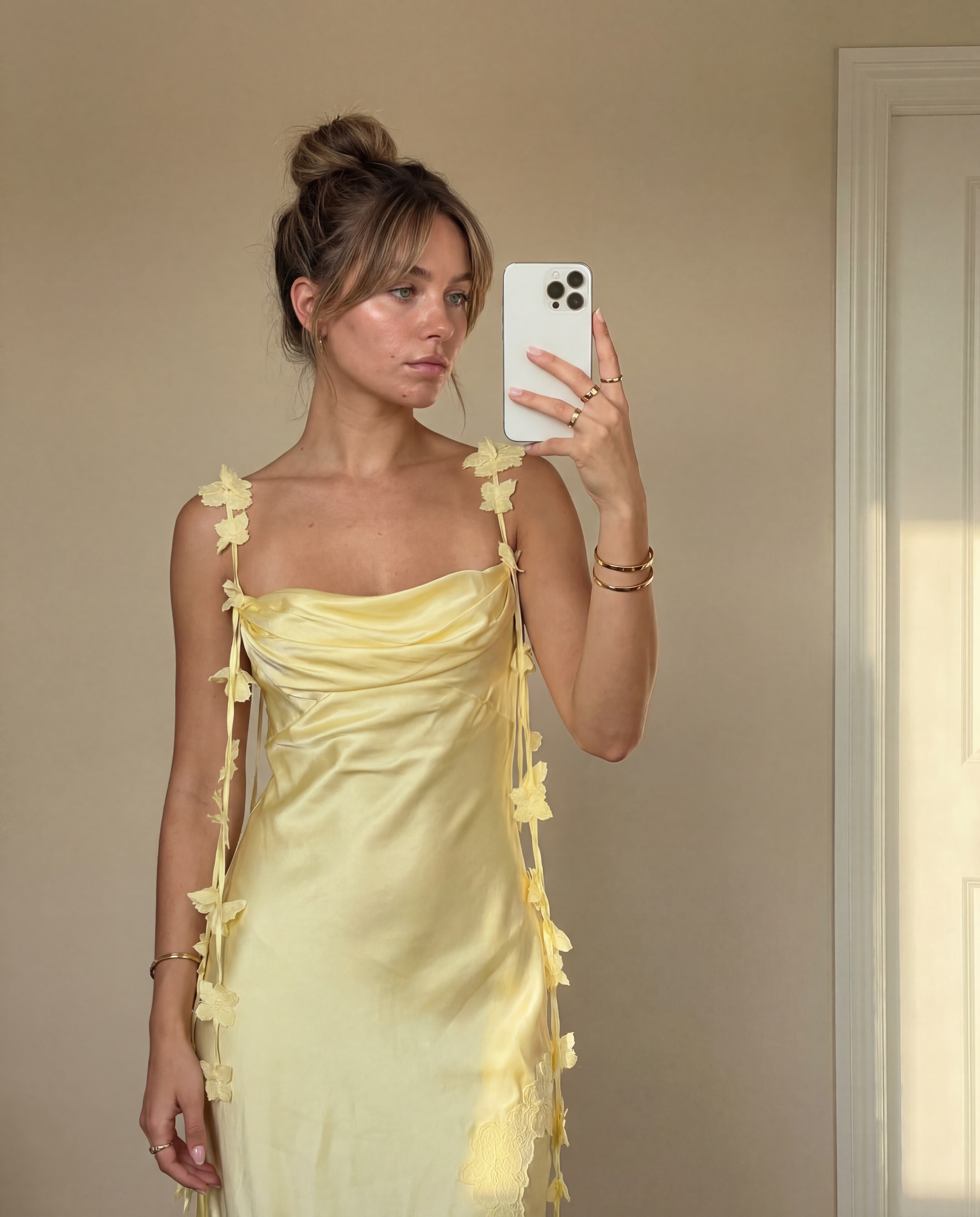 Soft mirror selfie mood for dress, loungewear, and homewear brands — example 2 (fashion, AI generation on Cheeppy)