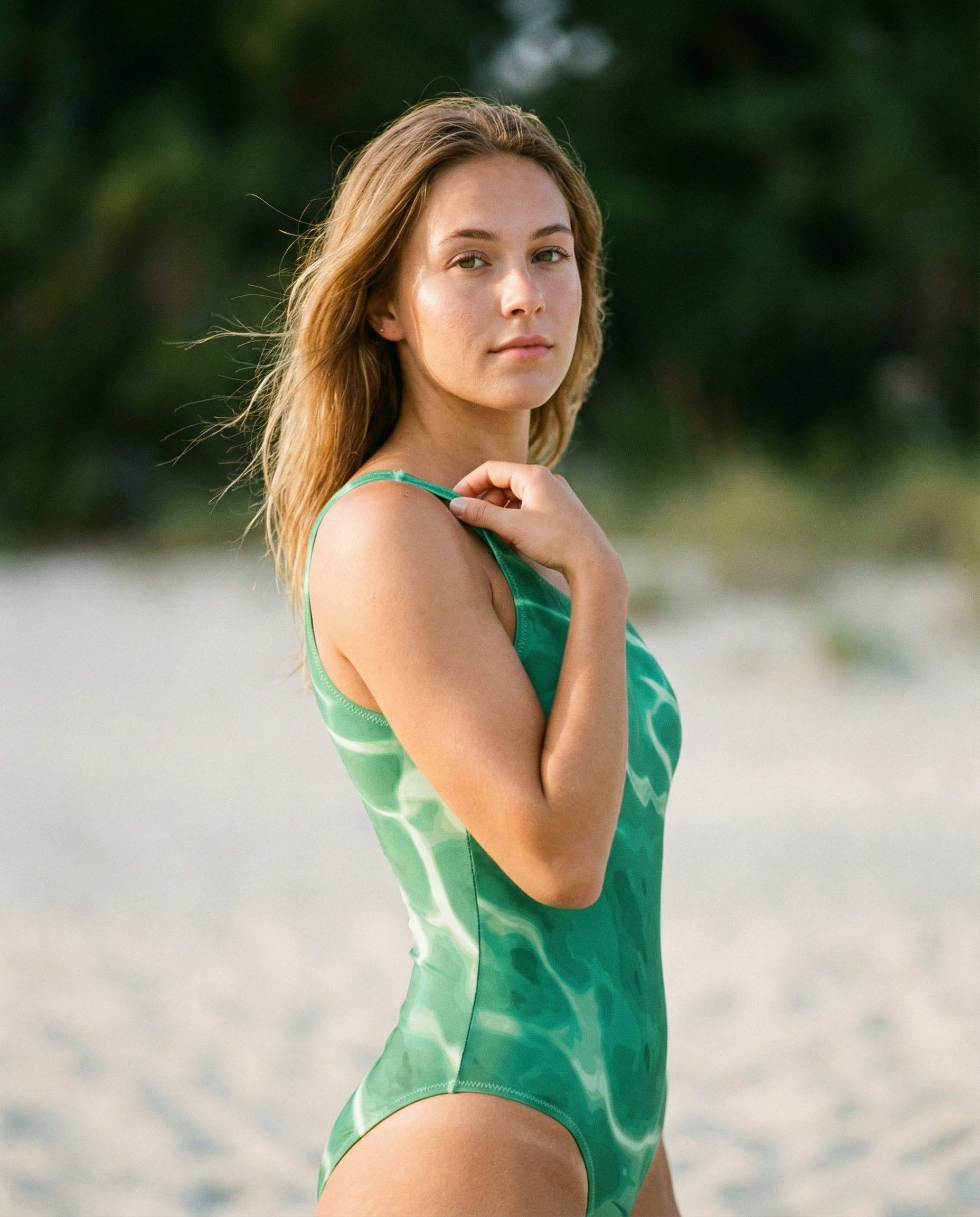 Soft Golden Hour Swim Editorial — example 2 (fashion, AI generation on Cheeppy)